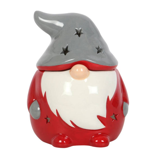 Brûleur nain de Noël rouge et gris