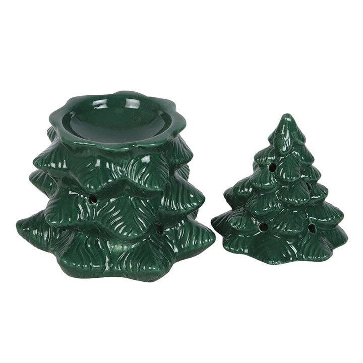 Brûleur  chauffe-cire en forme de sapin d'hiver vert