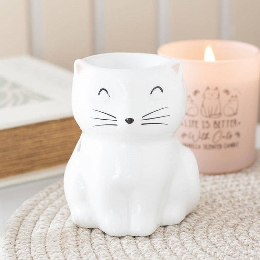 Brûleur Chat Heureux Blanc