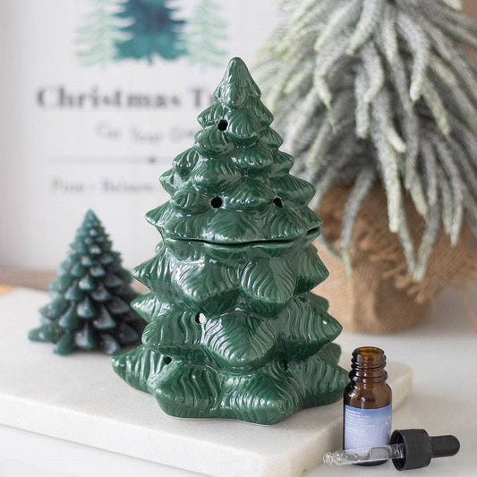 Brûleur  chauffe-cire en forme de sapin d'hiver vert