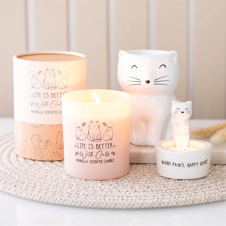 Brûleur Chat Heureux Blanc