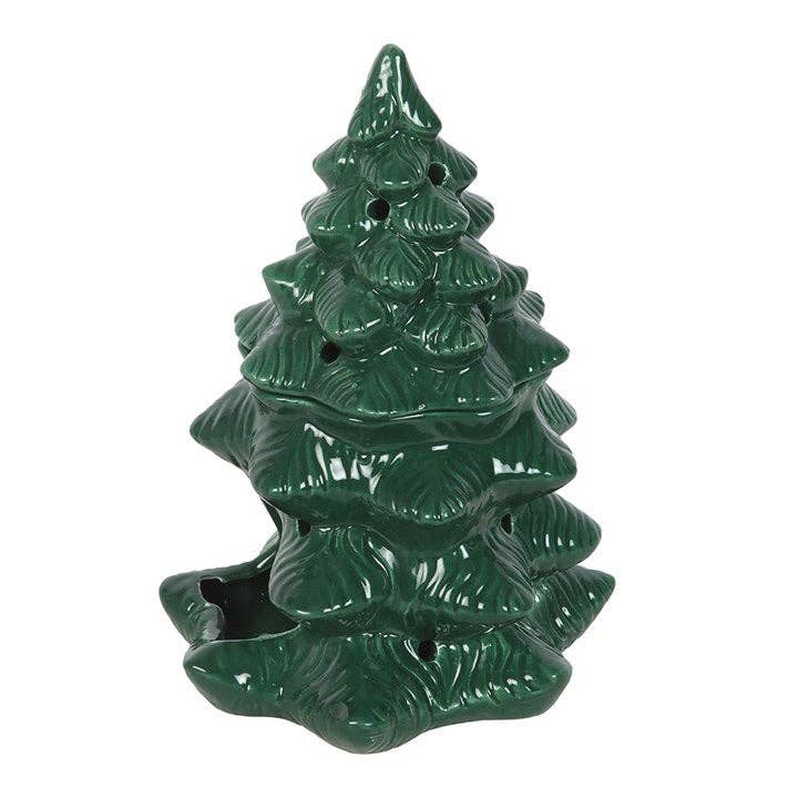 Brûleur  chauffe-cire en forme de sapin d'hiver vert