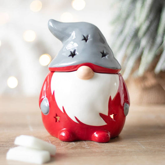 Brûleur nain de Noël rouge et gris