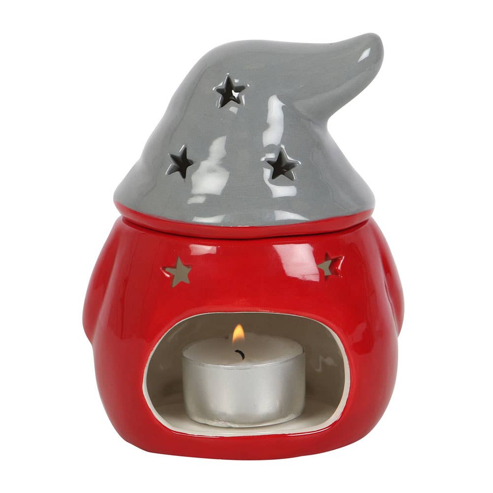 Brûleur nain de Noël rouge et gris