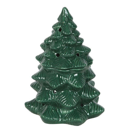 Brûleur  chauffe-cire en forme de sapin d'hiver vert